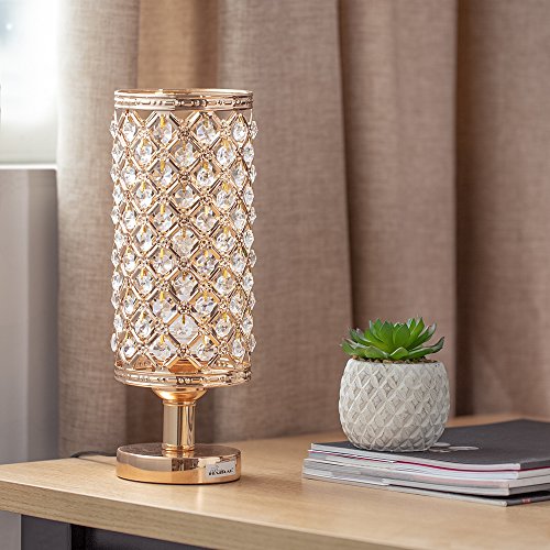 HAITRAL Crystal Bedside Table Lamps Fashion Design Gold Nightstand Desk Lamp  with Beads Shade Metal Base DIY and Disassembled Light Bedside Lamps for Bedroom  Living Room Coffee Dresser Table(Gold) – Shophandler